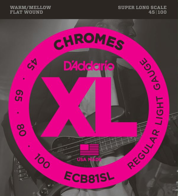 Hovedbilde D'addario ECB81SL El-bass Flat Wound Chromes 045-100 Super Long