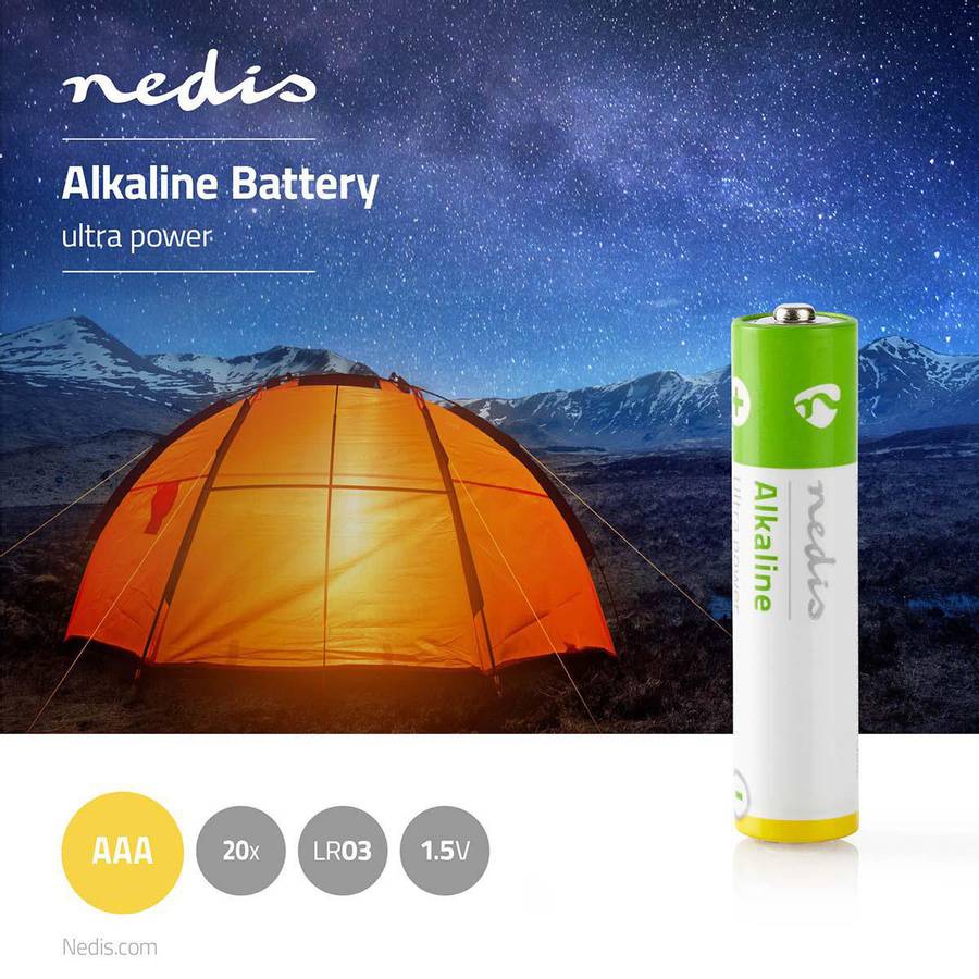 Nedis Alkaline Batteri AAA - Boks, 20 stk.