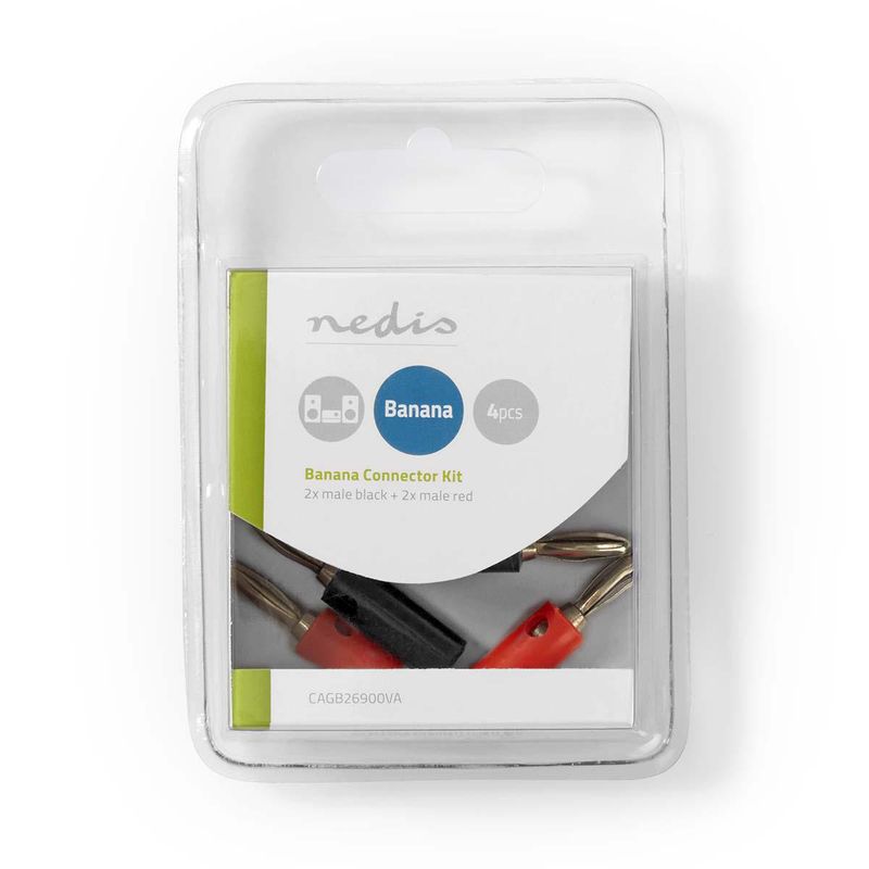 Nedis Bananpluggsett, 4 deler / 4-pak
