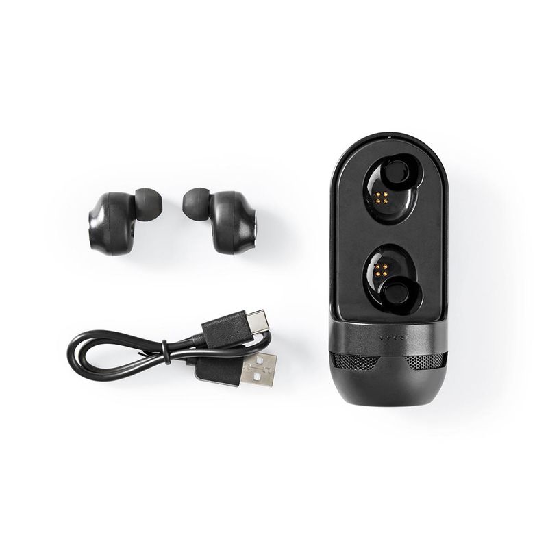 Nedis Bluetooth øreplugger m/ladeboks, mikrofon og høyttaler