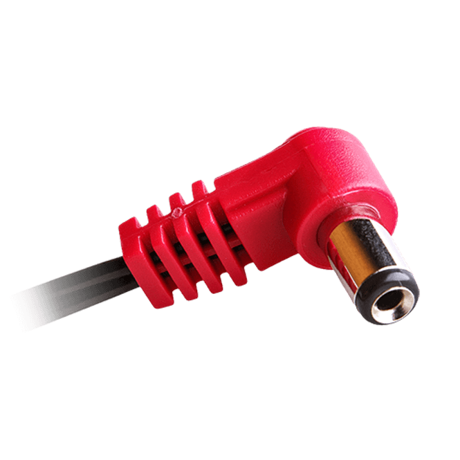 Hovedbilde Cioks Type 2 - 5,5/2,1mm DC-plug, c. pos., L-shape, 12mm barrel, 50cm (red)