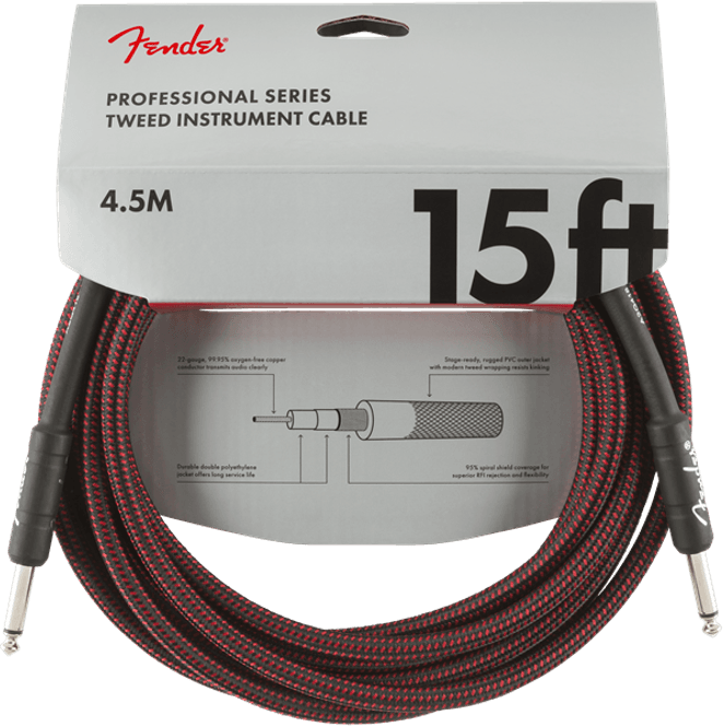 Hovedbilde Fender Professionals Instrument Cable, Red Tweed, 4,5m