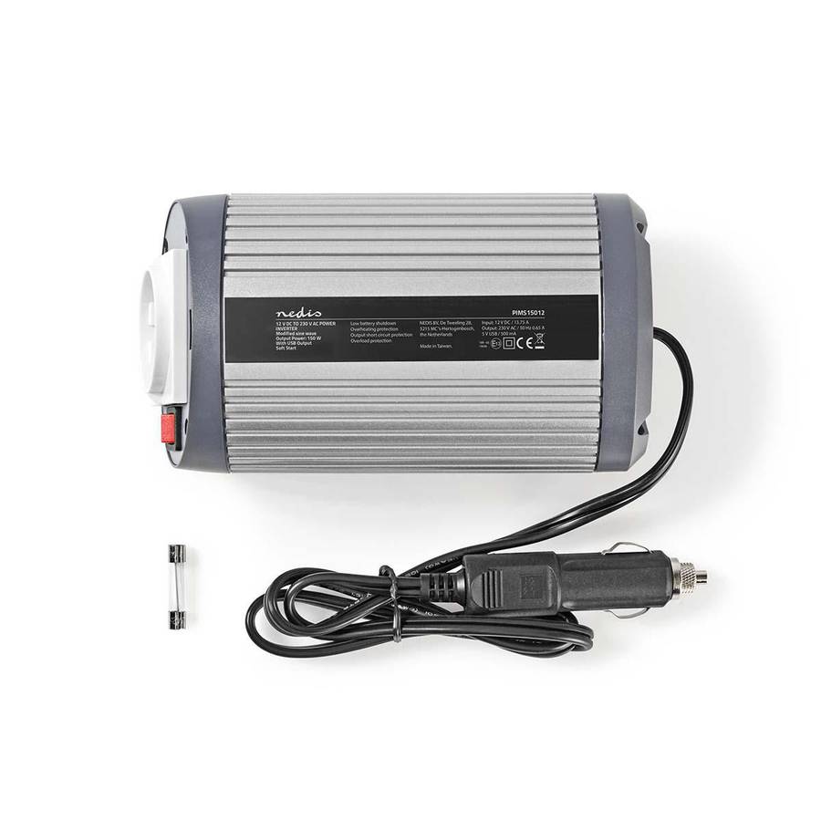 Nedis Power Inverter, Strmomformer fra 12V DC til 230V, 1 x USB port - Topp effekt: 300W - PIMS15012