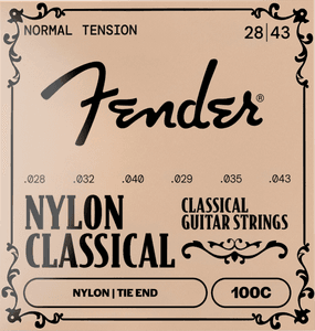 Hovedbilde Fender nylonstrenger, 100 Clear/Silver, knytt ende, gauge .028-.043