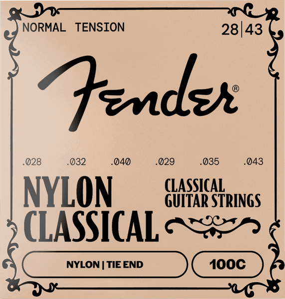 Fender nylonstrenger, 100 Clear/Silver, knytt ende, gauge .028-.043