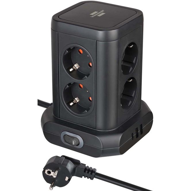 Hovedbilde Brennenstuhl 8-veis stikkontakttårn med 2xUSB-A + 1xUSB-C Power Delivery