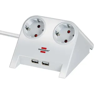 Hovedbilde Brennenstuhl Desktop-Power Str&oslash;mforgrener med USB-lader - Hvit