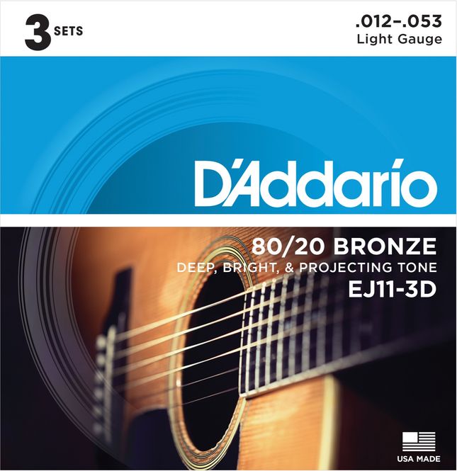 Hovedbilde D'addario EJ11-3D Western 80/20 Bronze 012-053 3-pack