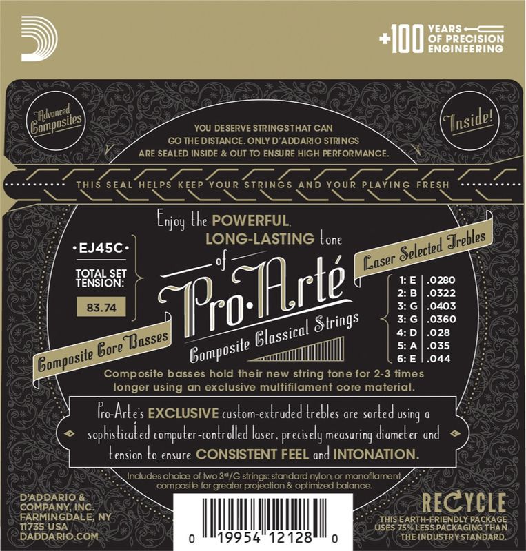 D'addario EJ45C Classic Pro Arté Composite Normal
