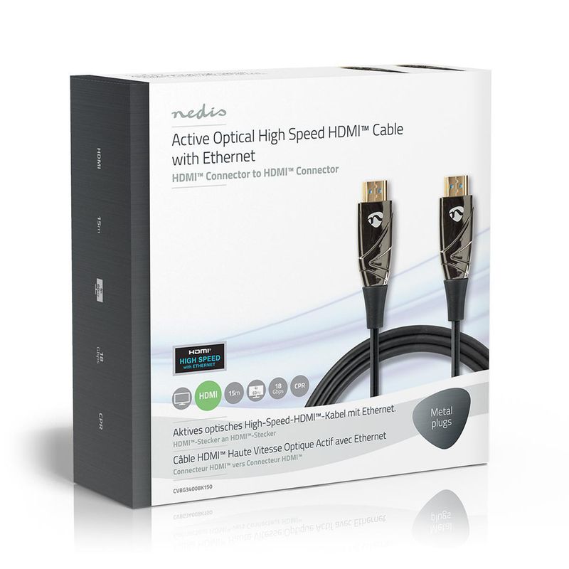 Aktiv Optical High Speed HDMI-kabel med Ethernet, 4K@60Hz, 18 Gbps, 15m