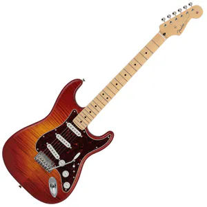 Hovedbilde Fender 2024 Japan Hybrid II Stratocaster MN Flame Sunset Orange Transparent (Limited)