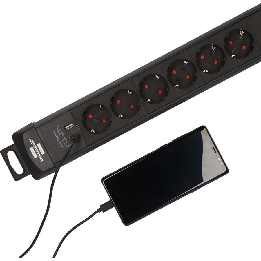 Brennenstuhl Premium Office Line Plus 6-veis m/USB C PD 1,8 m