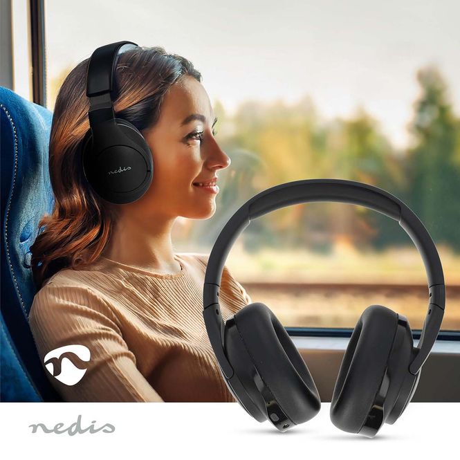 Hovedbilde Nedis trådløse hodetelefoner m/Active Noise Cancelling, Stemmestyring og 28 timer batteritid