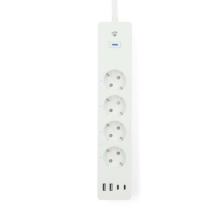 SmartLife Wi-Fi 4-veis strmforgrener, 4 USB A/C-porter, 16A, 3680W, 2m kabel