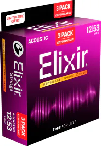 Hovedbilde Elixir 16569 Phosphor Bronze Acoustic NANOWEB 012-053, 3 pack