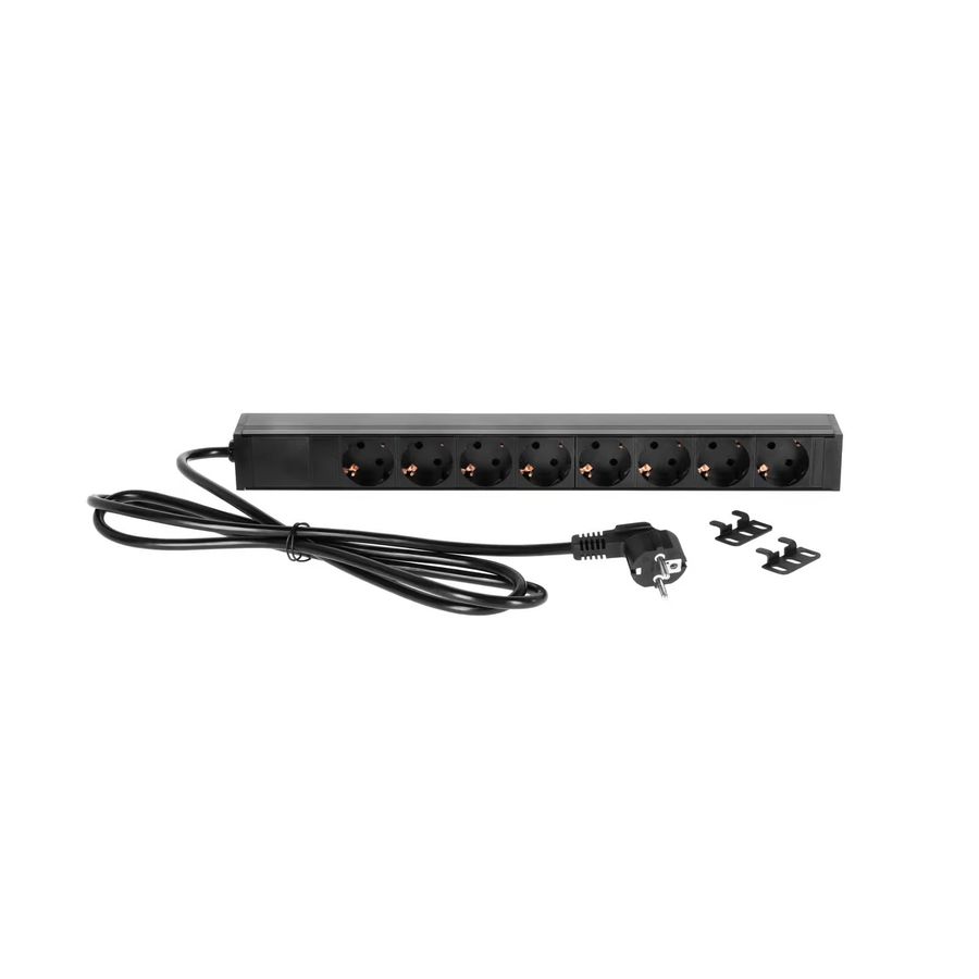 Adam Hall RACK PDU 8S – 19” Strømskinne med 8 uttak og strømbryter