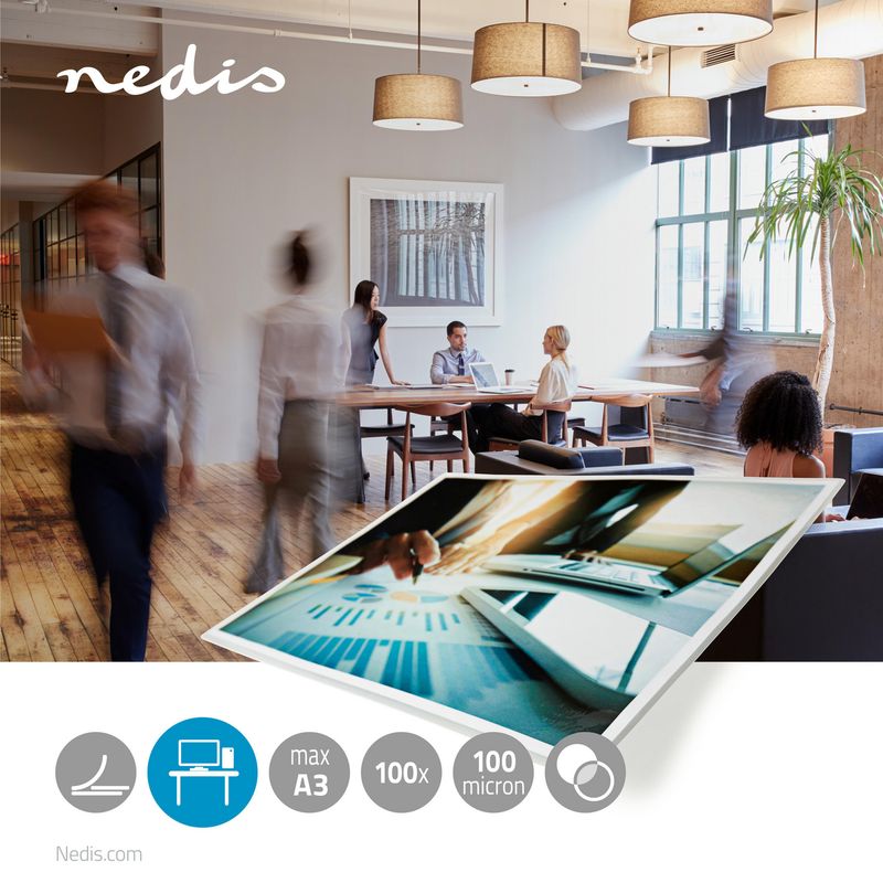 Nedis A3 lamineringsfilm 100 mikron, 100 stk.