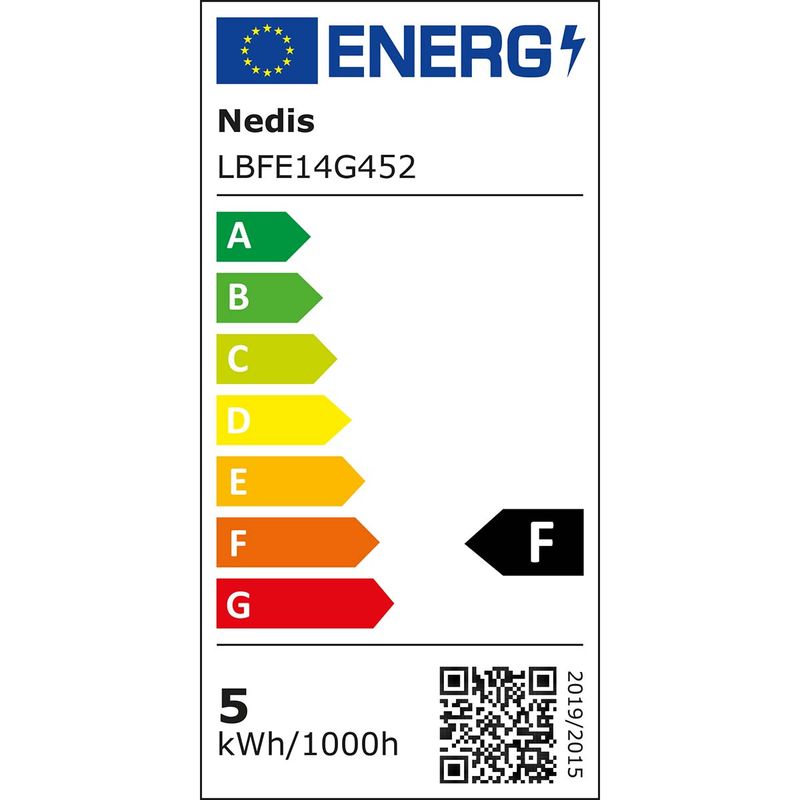 Nedis LED pære E14 - G45 | 4.5W | 470 lm | 2700 K | Dimbar | Varm Hvit