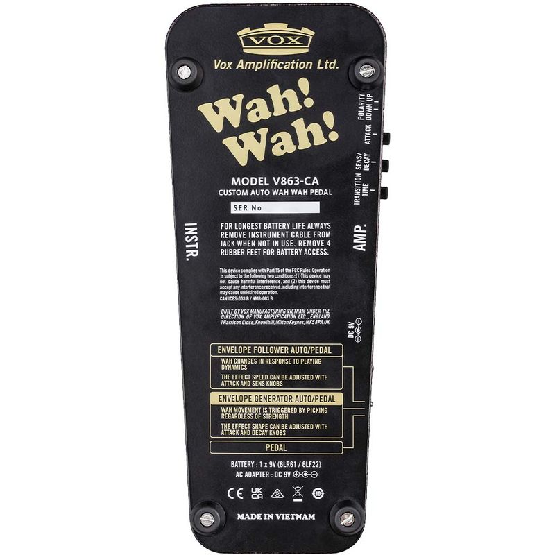 VOX V863-CA Wah pedal, Manuell og auto-wah i én pedal