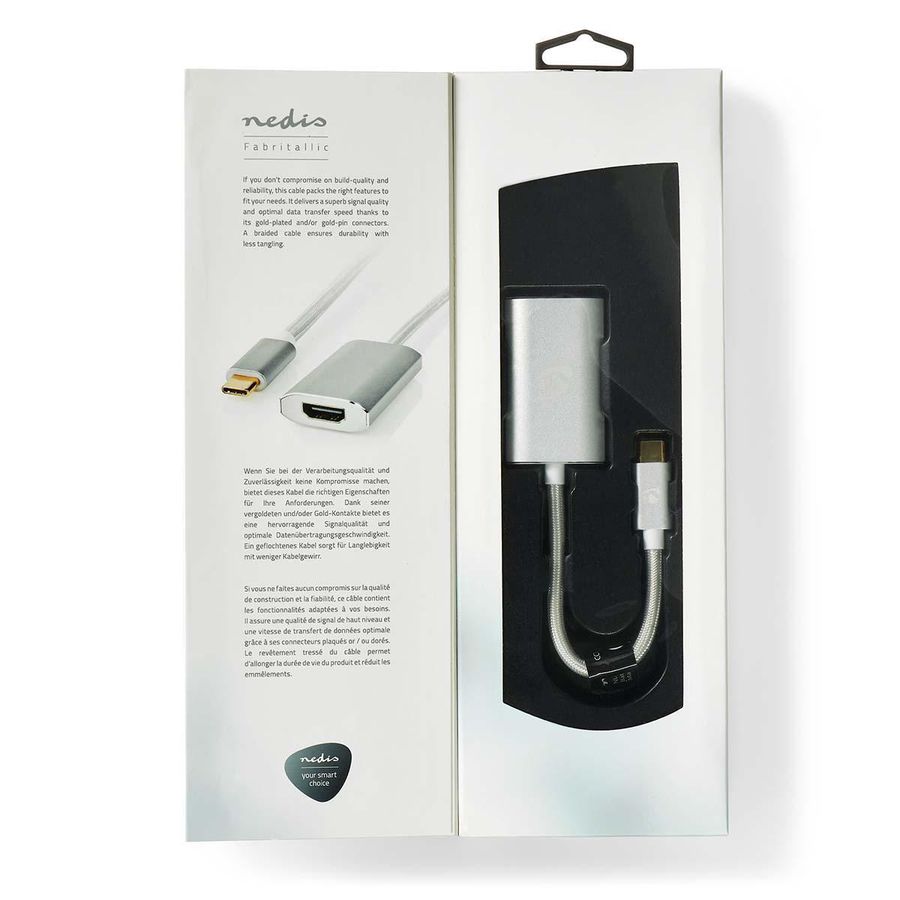 Nedis USB-adapter, USB-C Hann - HDMI Output, USB 3.2, 4K@60Hz, 0,2m