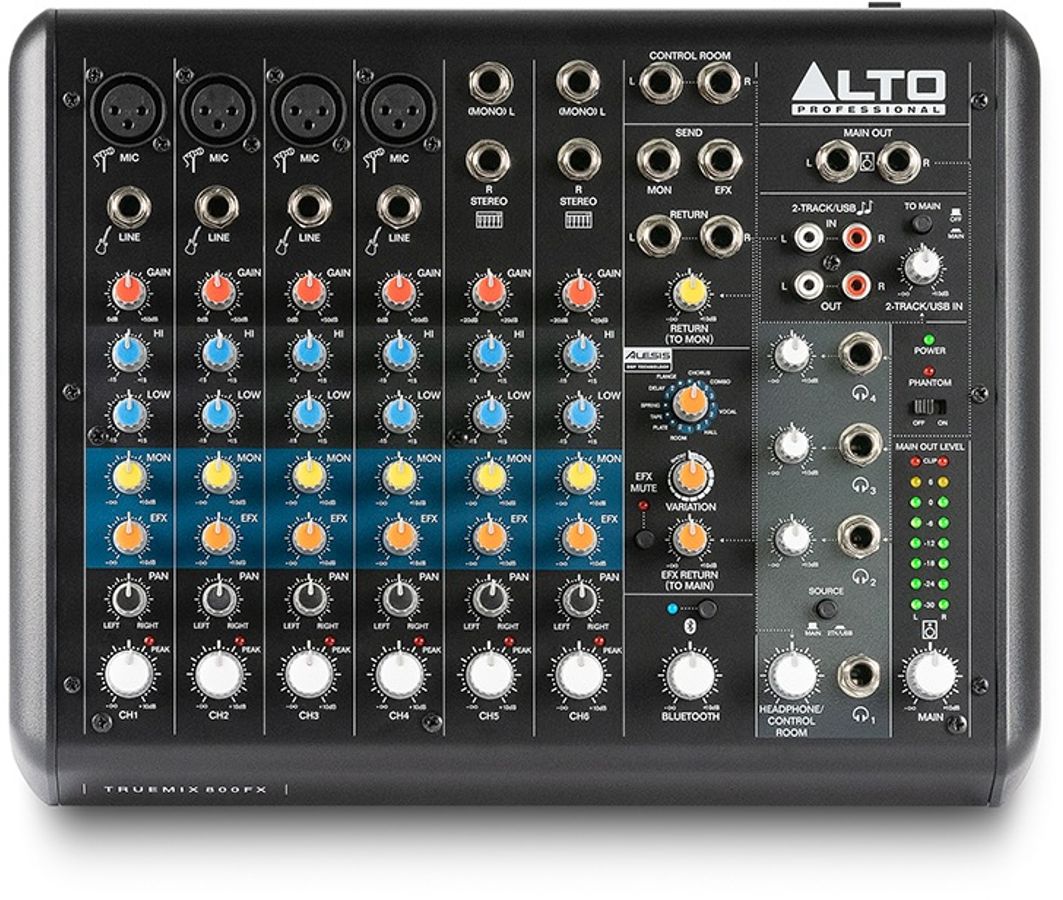 Alto TrueMix 800FX - kompakt 8-kanals mikser med USB / Bluetooth og Alesis Multi-Effects