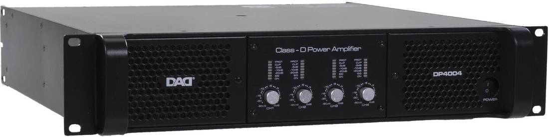 DAD DP4004 Forsterker 4x1100W @ 4ohm. Bridge mode 2x2000W @ 8 Ohm