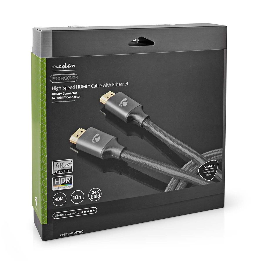 Profigold avansert High Speed HDMI, 4K@60Hz, 18 Gbps, 24k gullbelagte kontakter, 10m
