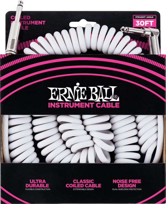 Hovedbilde Ernie Ball EB-6045 Coil- / Spiralkabel i super kvalitet. 9m, hvit.