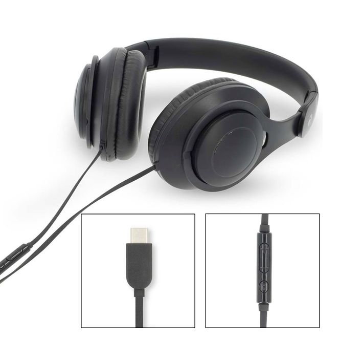 Hovedbilde Nedis Over-Ear USB-C hodetelefoner med 1,2m kabel, mikrofon, volumkontroll