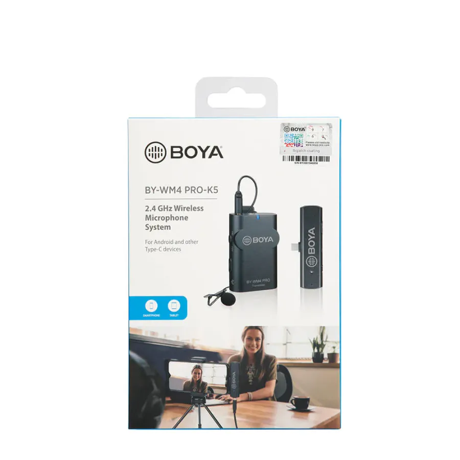 BOYA BY-WM4 PRO-K5 trådløst mikr.syst 1 kanal. 2.4GHz. USB-C for Android 