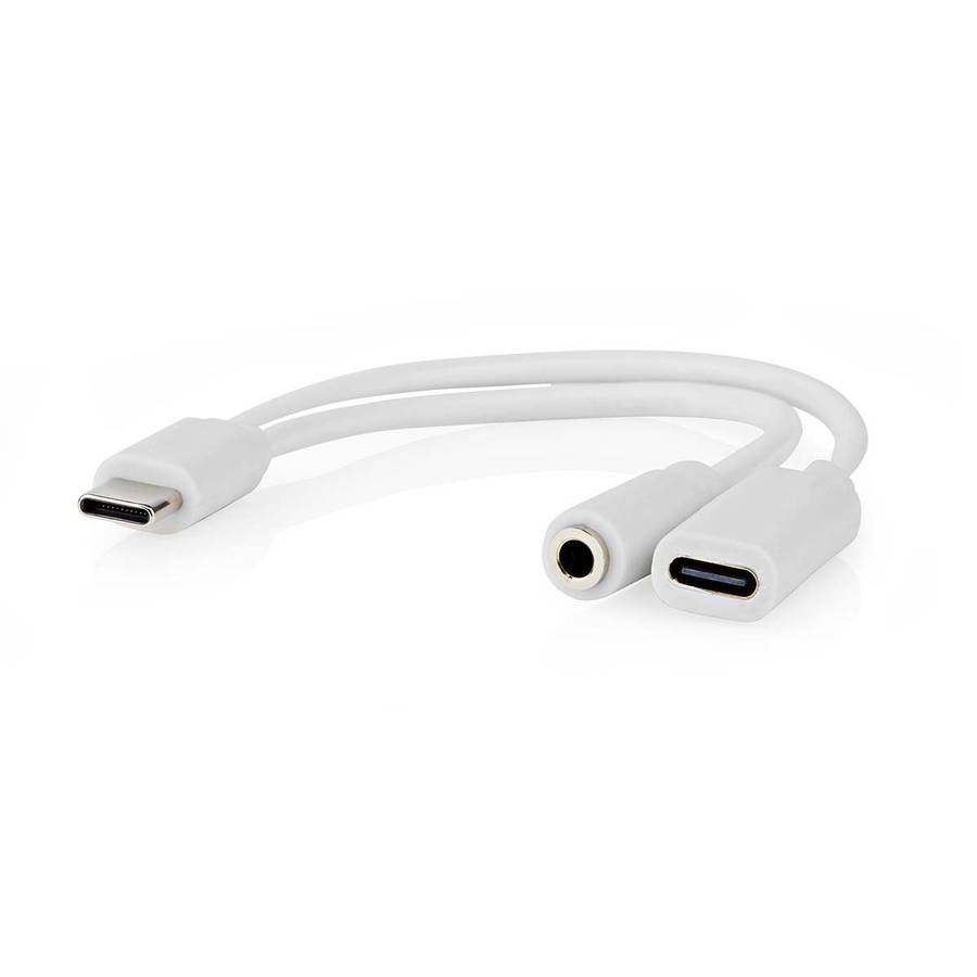 Nedis USB-C Adapter - lading og lytting av musikk på mobil, pad, PC/Mac