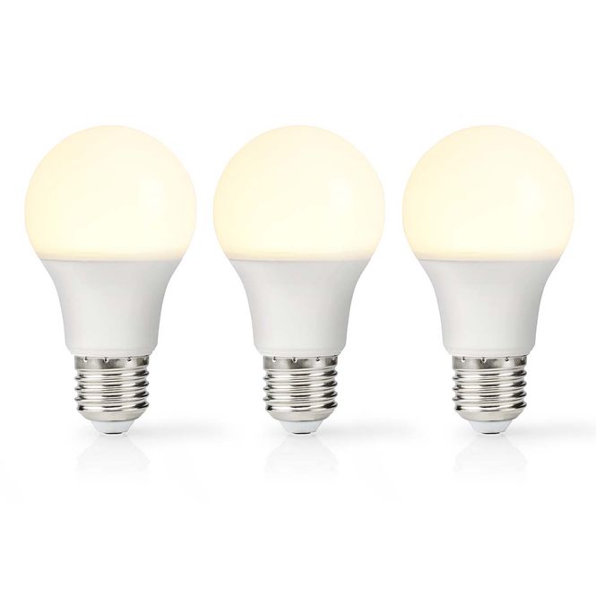 Hovedbilde Nedis LED pære E27 - A60 | 4.9W | 470 lm | 2700K | Varm Hvit - 3 pak.