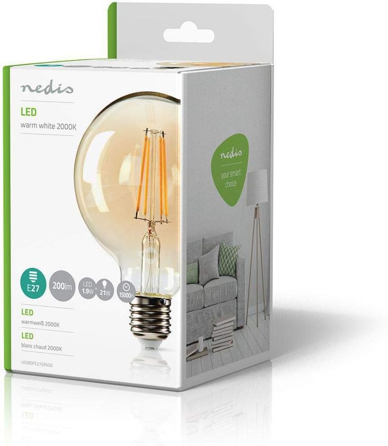 Nedis LED lyspære E27 - 1.9W, 200 lm, 2100 K, Retro Style, Extra Warm White
