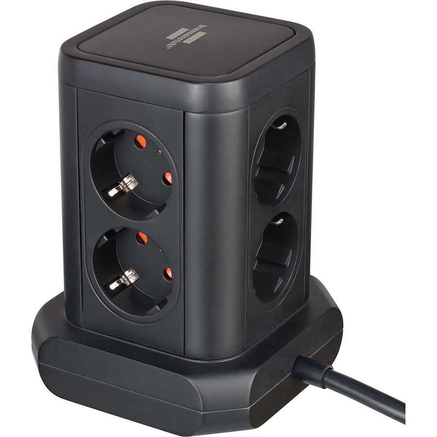Brennenstuhl 8-veis stikkontakttårn med 2xUSB-A + 1xUSB-C Power Delivery