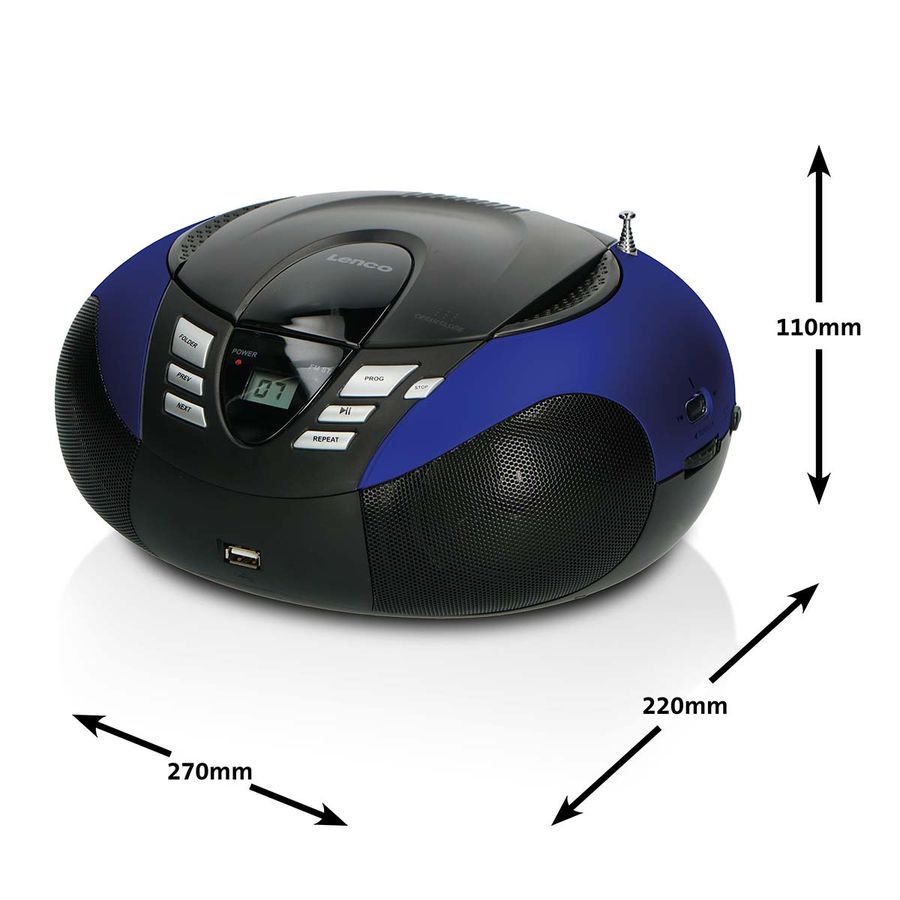 Lenco SCD-37 USB Blue Portable  CD and USB player med radio