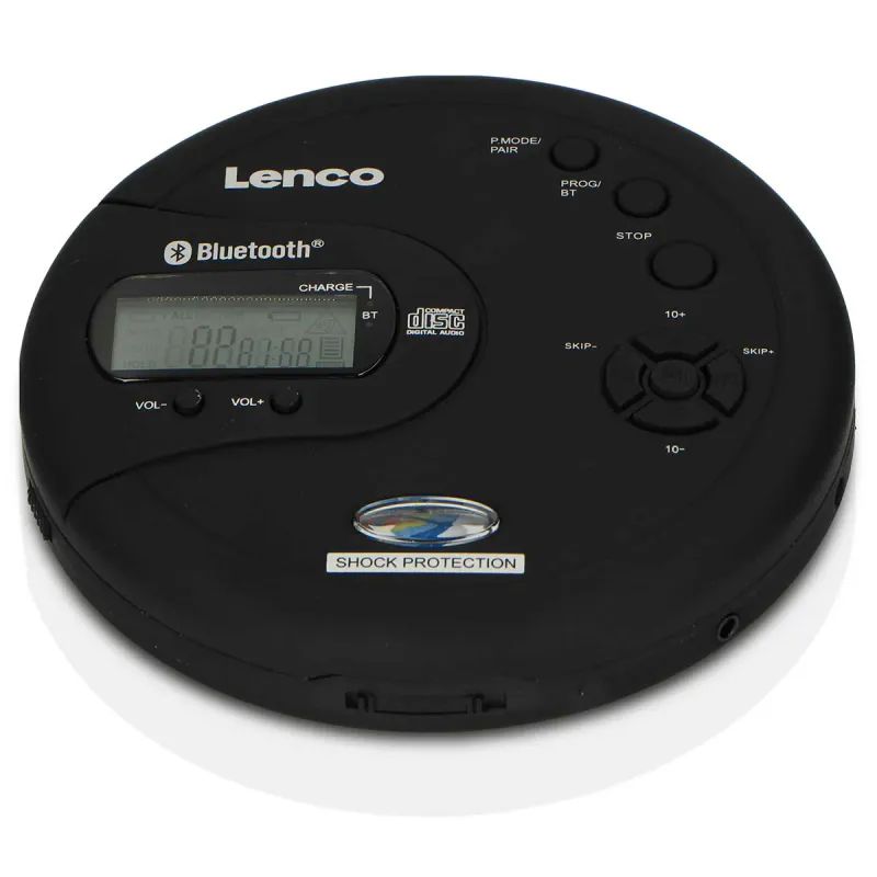Lenco CD-300BK Bærbar Bluetooth® CD-MP3-spiller med antishock Svart