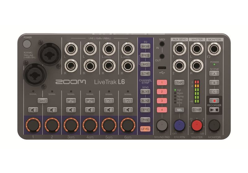 Zoom LiveTrak L6, 10-Track Digital Mixer / Recorder, Batteridrift