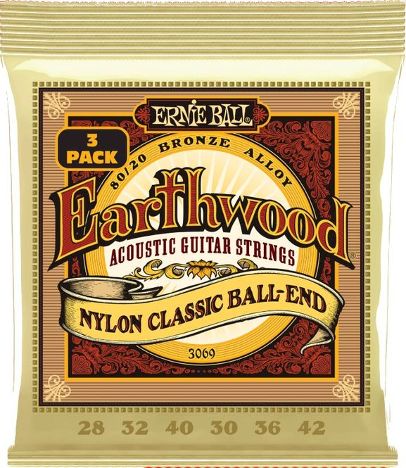 Hovedbilde Ernie Ball 3069 Folk Nylon, Ball End Nylon Strenger, 3 pack